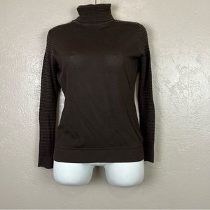5 for $30 Etcétera women long sleeve turtleneck‎ brown stretch blouse size M